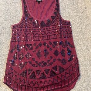 Express Burgundy Sequin Tank Top size small